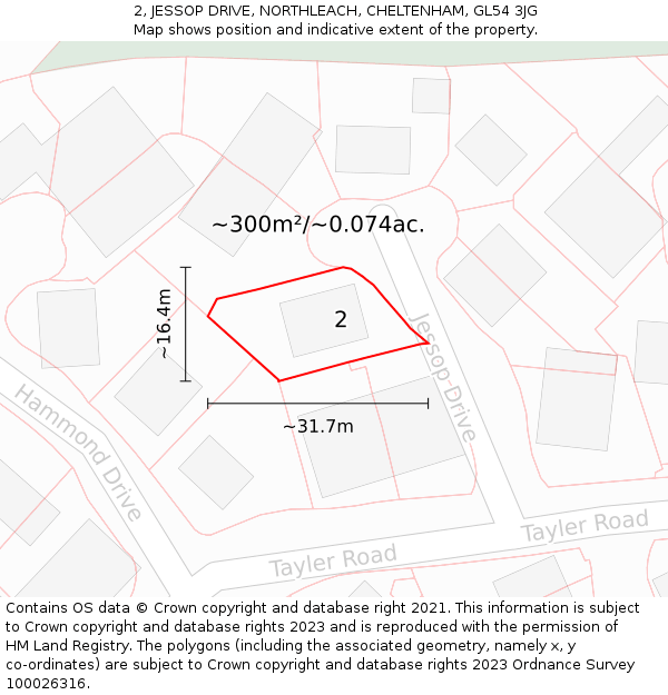 2, JESSOP DRIVE, NORTHLEACH, CHELTENHAM, GL54 3JG: Plot and title map