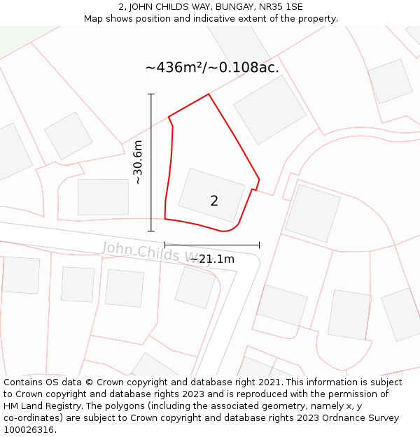2, JOHN CHILDS WAY, BUNGAY, NR35 1SE: Plot and title map