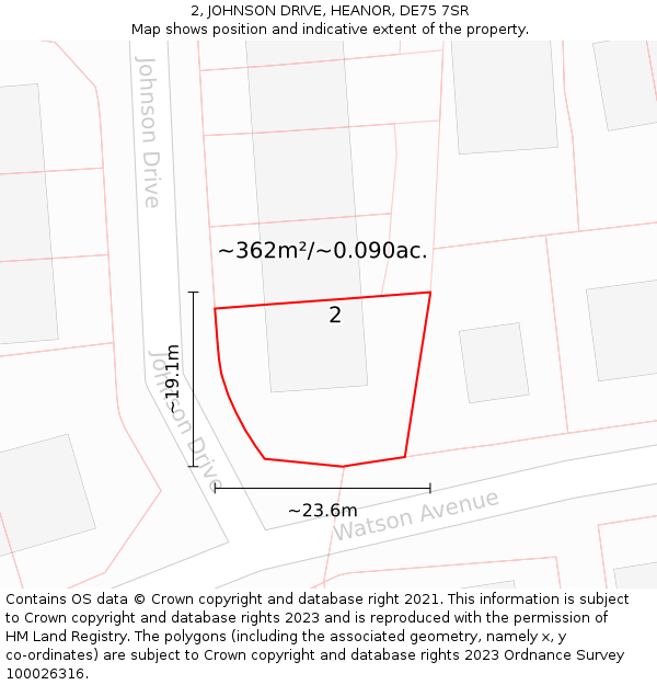 2, JOHNSON DRIVE, HEANOR, DE75 7SR: Plot and title map
