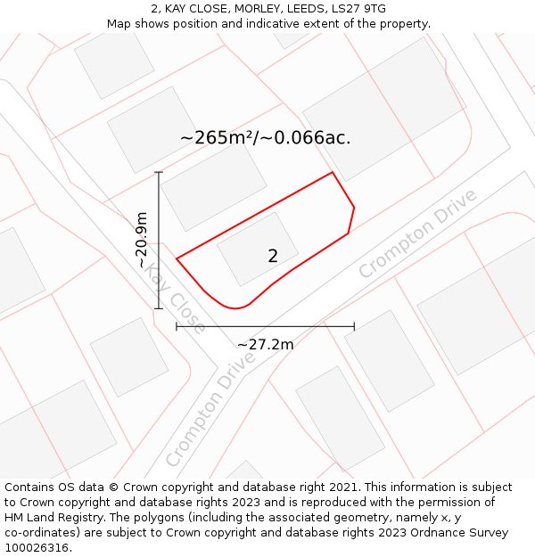 2, KAY CLOSE, MORLEY, LEEDS, LS27 9TG: Plot and title map
