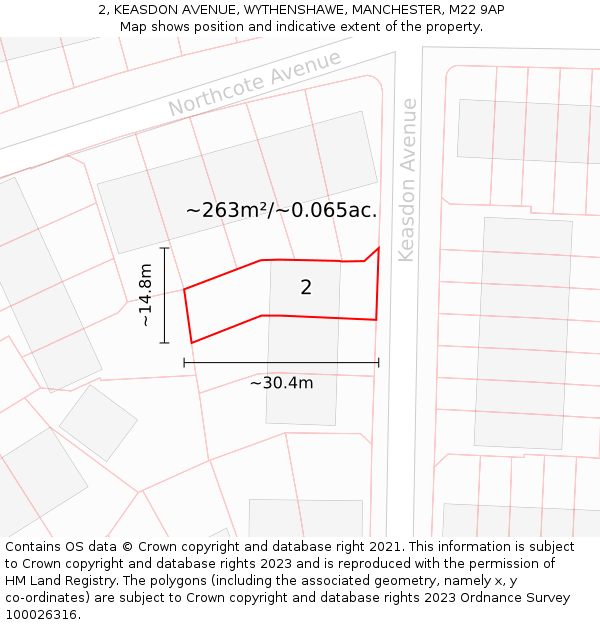 2, KEASDON AVENUE, WYTHENSHAWE, MANCHESTER, M22 9AP: Plot and title map