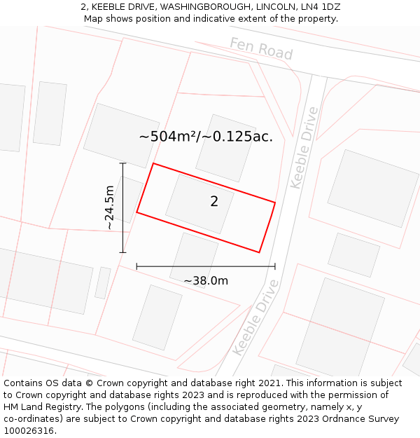 2, KEEBLE DRIVE, WASHINGBOROUGH, LINCOLN, LN4 1DZ: Plot and title map