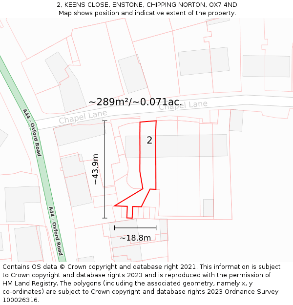 2, KEENS CLOSE, ENSTONE, CHIPPING NORTON, OX7 4ND: Plot and title map