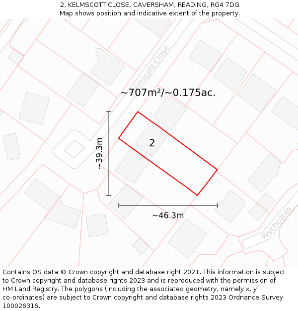 2, KELMSCOTT CLOSE, CAVERSHAM, READING, RG4 7DG: Plot and title map