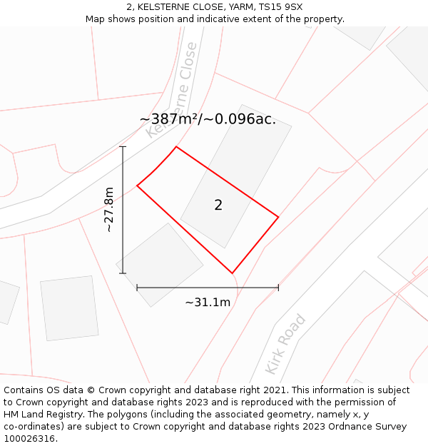 2, KELSTERNE CLOSE, YARM, TS15 9SX: Plot and title map