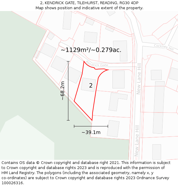 2, KENDRICK GATE, TILEHURST, READING, RG30 4DP: Plot and title map