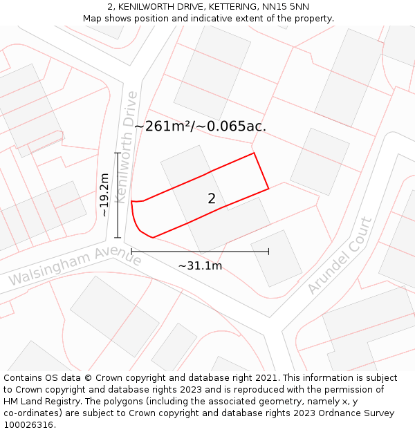 2, KENILWORTH DRIVE, KETTERING, NN15 5NN: Plot and title map