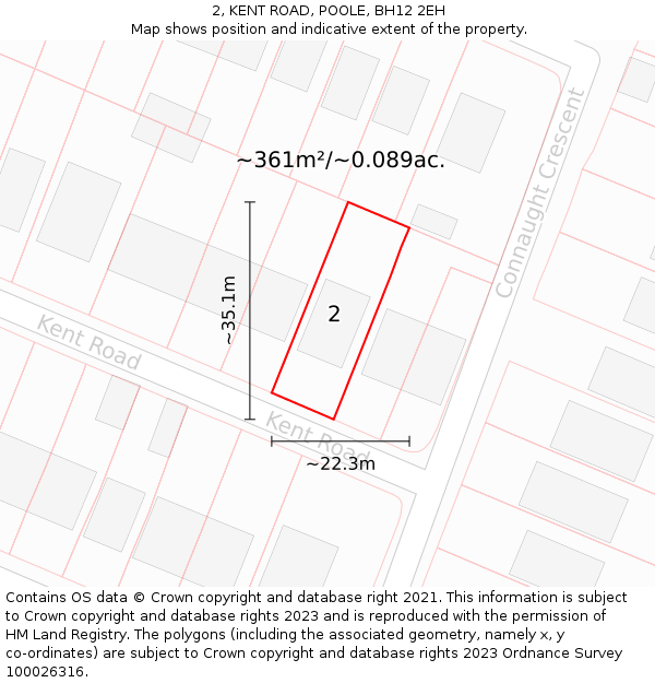 2, KENT ROAD, POOLE, BH12 2EH: Plot and title map