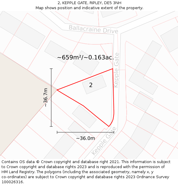 2, KEPPLE GATE, RIPLEY, DE5 3NH: Plot and title map