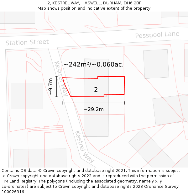 2, KESTREL WAY, HASWELL, DURHAM, DH6 2BF: Plot and title map