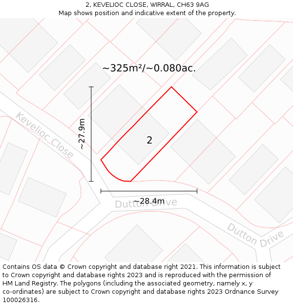 2, KEVELIOC CLOSE, WIRRAL, CH63 9AG: Plot and title map