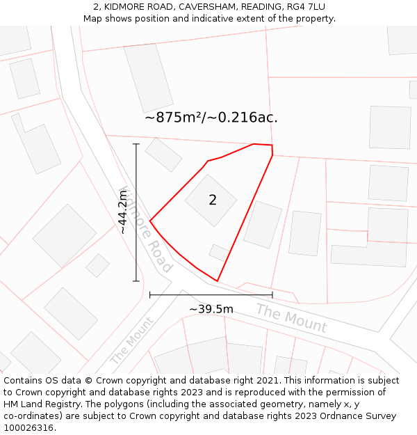 2, KIDMORE ROAD, CAVERSHAM, READING, RG4 7LU: Plot and title map