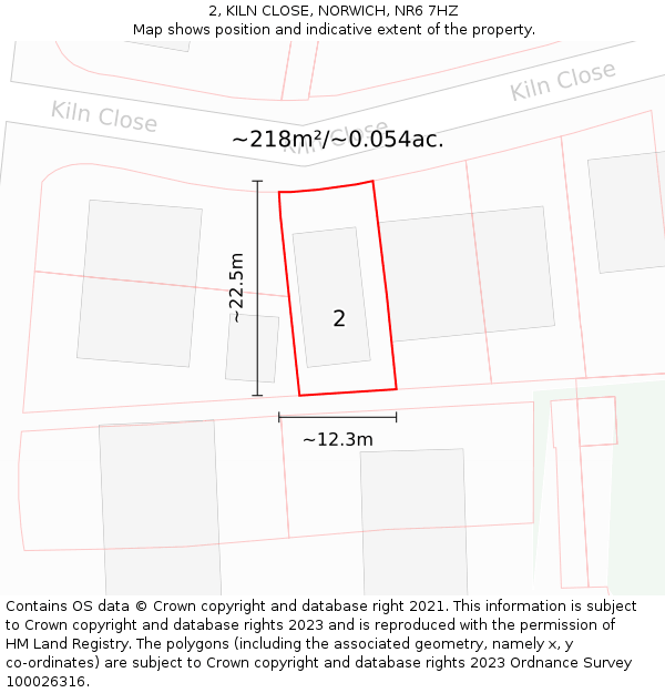 2, KILN CLOSE, NORWICH, NR6 7HZ: Plot and title map
