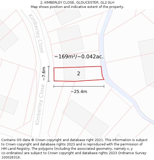 2, KIMBERLEY CLOSE, GLOUCESTER, GL2 0LH: Plot and title map