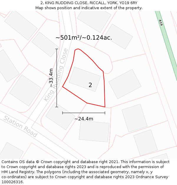 2, KING RUDDING CLOSE, RICCALL, YORK, YO19 6RY: Plot and title map