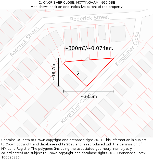 2, KINGFISHER CLOSE, NOTTINGHAM, NG6 0BE: Plot and title map