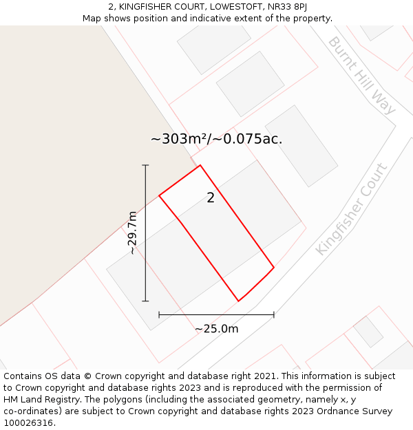 2, KINGFISHER COURT, LOWESTOFT, NR33 8PJ: Plot and title map