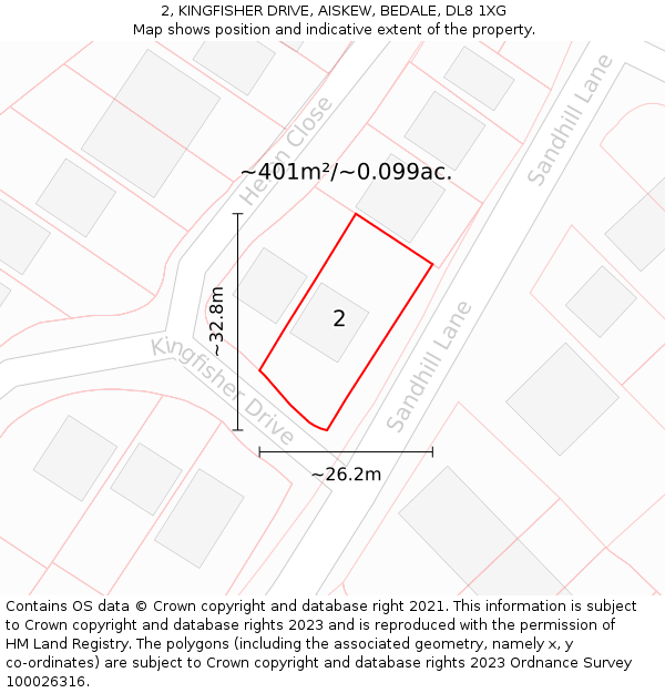 2, KINGFISHER DRIVE, AISKEW, BEDALE, DL8 1XG: Plot and title map