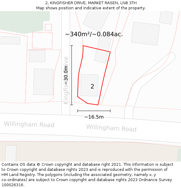 2, KINGFISHER DRIVE, MARKET RASEN, LN8 3TH: Plot and title map