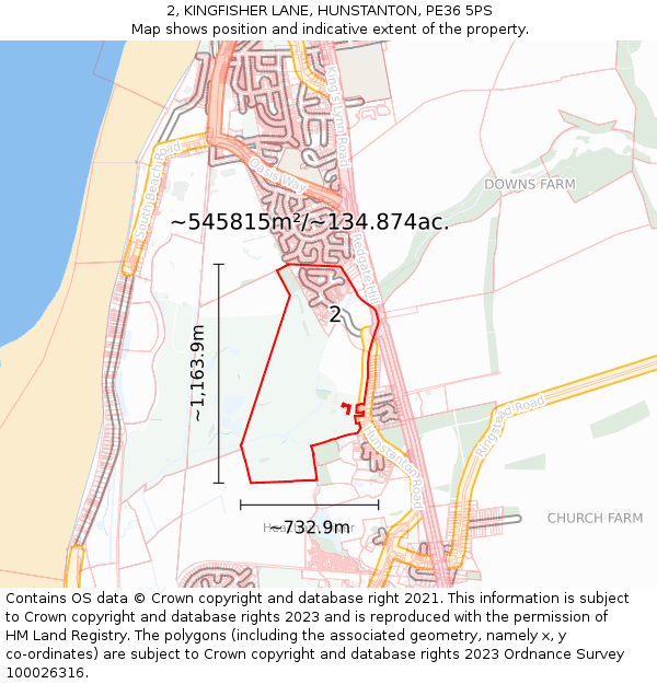 2, KINGFISHER LANE, HUNSTANTON, PE36 5PS: Plot and title map