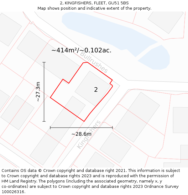 2, KINGFISHERS, FLEET, GU51 5BS: Plot and title map