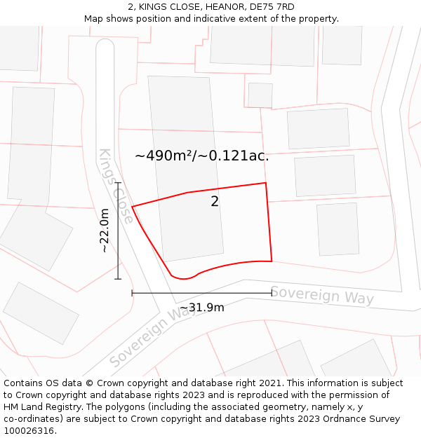 2, KINGS CLOSE, HEANOR, DE75 7RD: Plot and title map