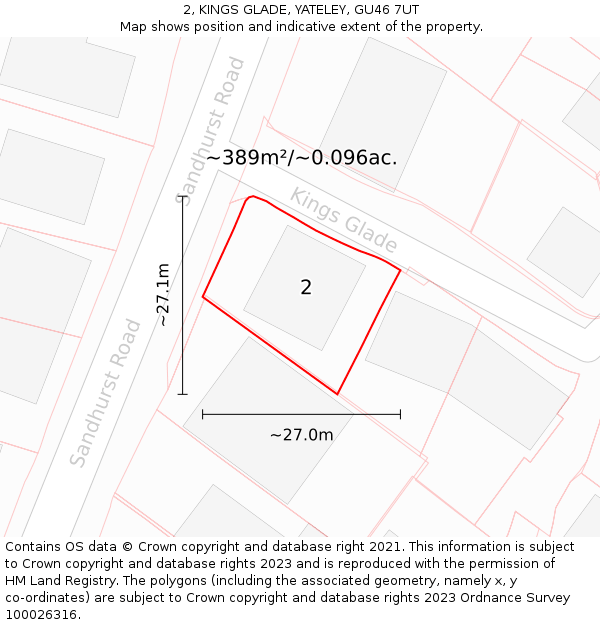 2, KINGS GLADE, YATELEY, GU46 7UT: Plot and title map