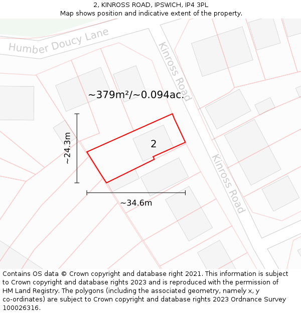 2, KINROSS ROAD, IPSWICH, IP4 3PL: Plot and title map