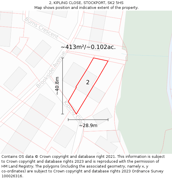 2, KIPLING CLOSE, STOCKPORT, SK2 5HS: Plot and title map
