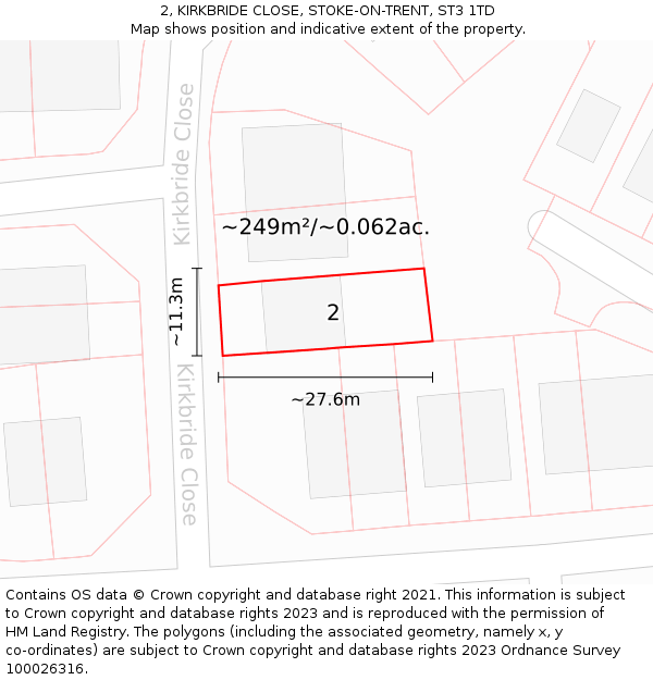 2, KIRKBRIDE CLOSE, STOKE-ON-TRENT, ST3 1TD: Plot and title map