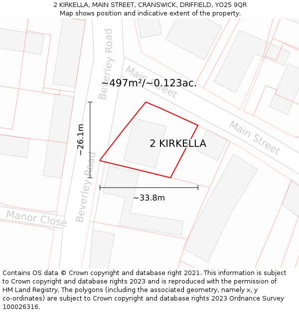 2 KIRKELLA, MAIN STREET, CRANSWICK, DRIFFIELD, YO25 9QR: Plot and title map