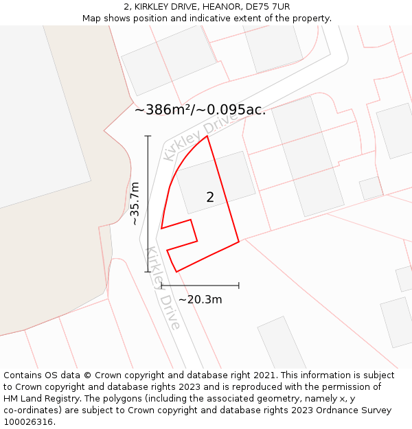 2, KIRKLEY DRIVE, HEANOR, DE75 7UR: Plot and title map