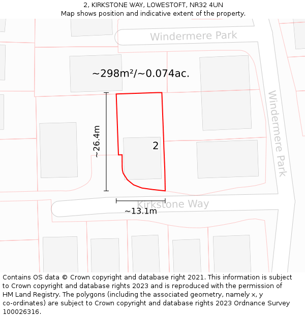 2, KIRKSTONE WAY, LOWESTOFT, NR32 4UN: Plot and title map