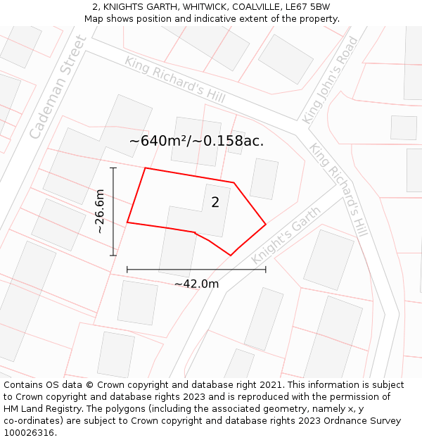 2, KNIGHTS GARTH, WHITWICK, COALVILLE, LE67 5BW: Plot and title map