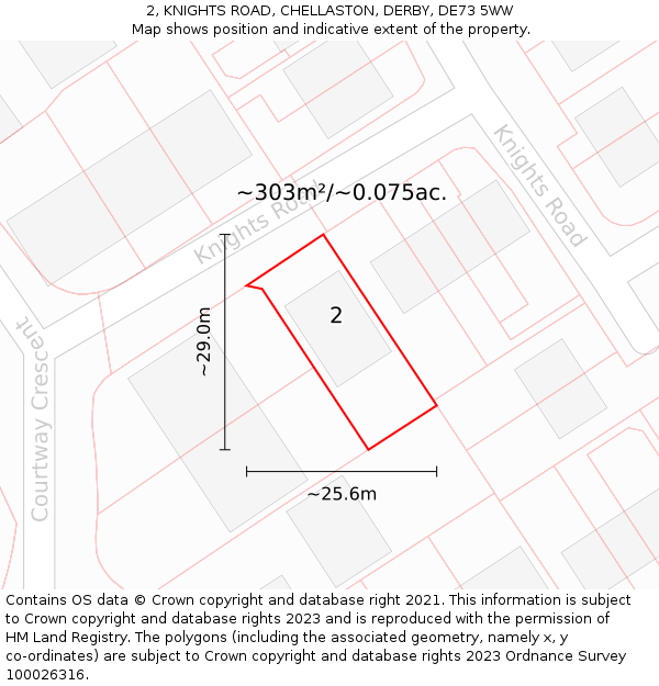 2, KNIGHTS ROAD, CHELLASTON, DERBY, DE73 5WW: Plot and title map