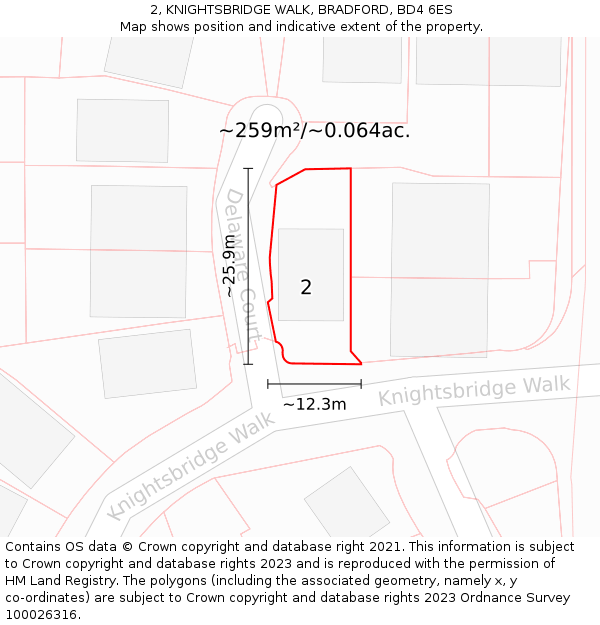 2, KNIGHTSBRIDGE WALK, BRADFORD, BD4 6ES: Plot and title map