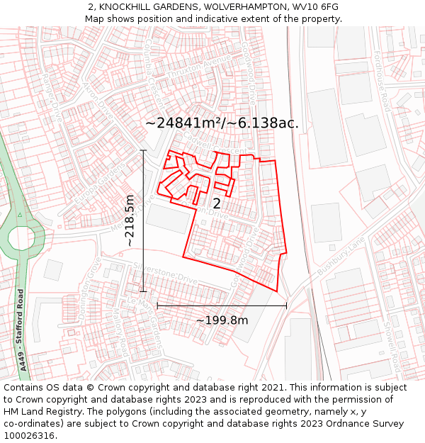 2, KNOCKHILL GARDENS, WOLVERHAMPTON, WV10 6FG: Plot and title map