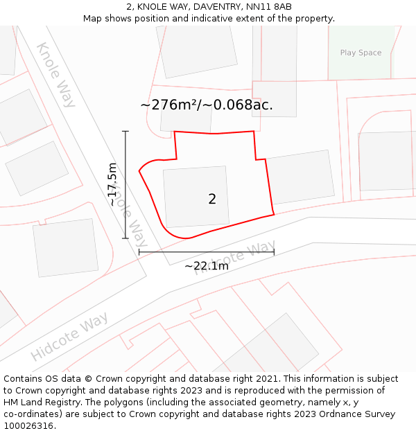 2, KNOLE WAY, DAVENTRY, NN11 8AB: Plot and title map