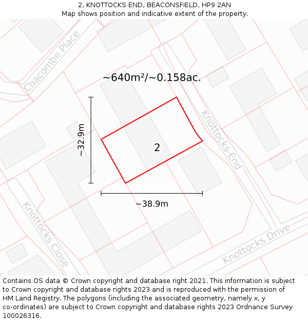 2, KNOTTOCKS END, BEACONSFIELD, HP9 2AN: Plot and title map