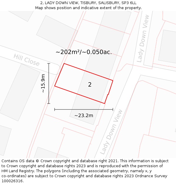 2, LADY DOWN VIEW, TISBURY, SALISBURY, SP3 6LL: Plot and title map