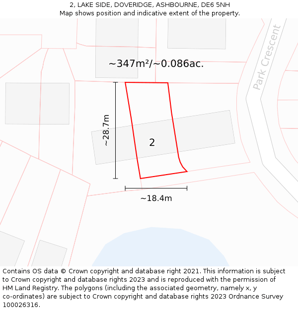 2, LAKE SIDE, DOVERIDGE, ASHBOURNE, DE6 5NH: Plot and title map