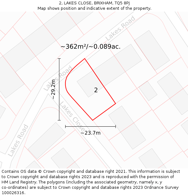 2, LAKES CLOSE, BRIXHAM, TQ5 8PJ: Plot and title map