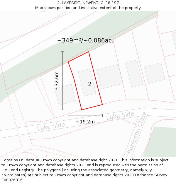 2, LAKESIDE, NEWENT, GL18 1SZ: Plot and title map
