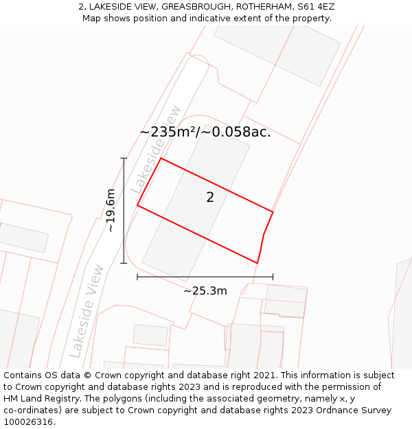 2, LAKESIDE VIEW, GREASBROUGH, ROTHERHAM, S61 4EZ: Plot and title map