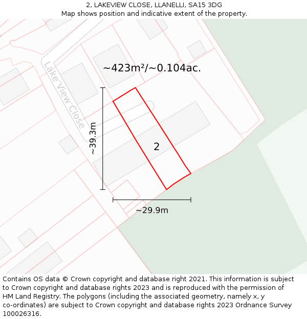 2, LAKEVIEW CLOSE, LLANELLI, SA15 3DG: Plot and title map