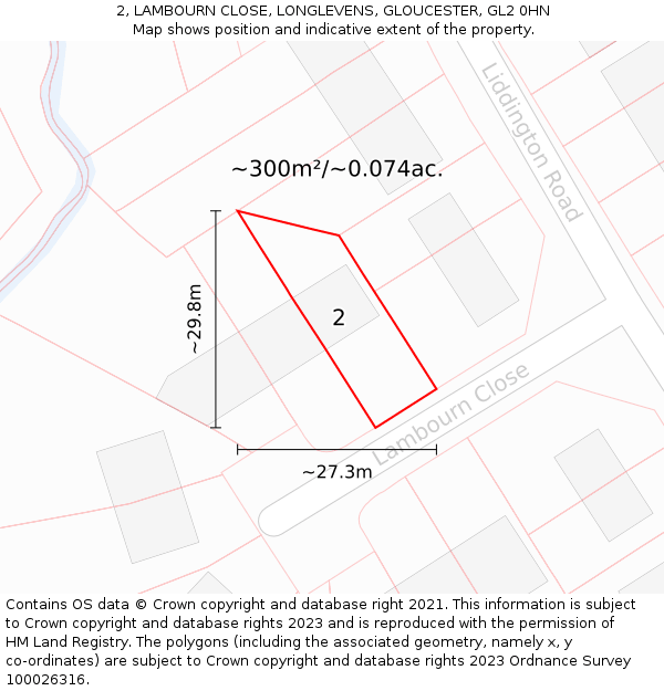 2, LAMBOURN CLOSE, LONGLEVENS, GLOUCESTER, GL2 0HN: Plot and title map
