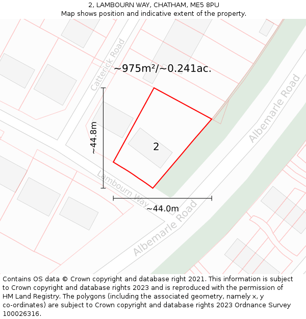 2, LAMBOURN WAY, CHATHAM, ME5 8PU: Plot and title map