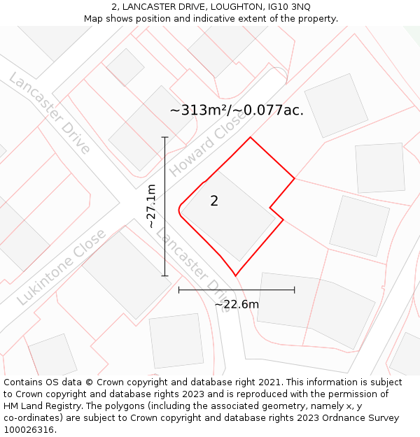 2, LANCASTER DRIVE, LOUGHTON, IG10 3NQ: Plot and title map