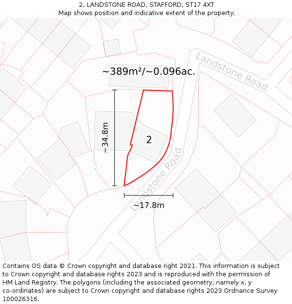 2, LANDSTONE ROAD, STAFFORD, ST17 4XT: Plot and title map