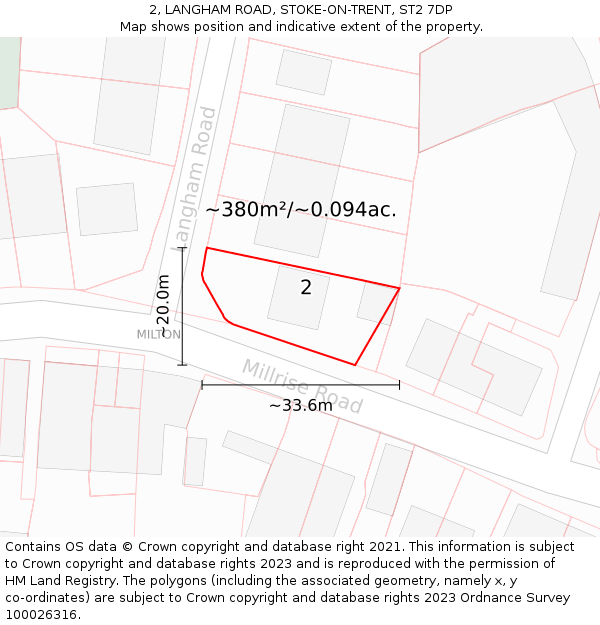 2, LANGHAM ROAD, STOKE-ON-TRENT, ST2 7DP: Plot and title map